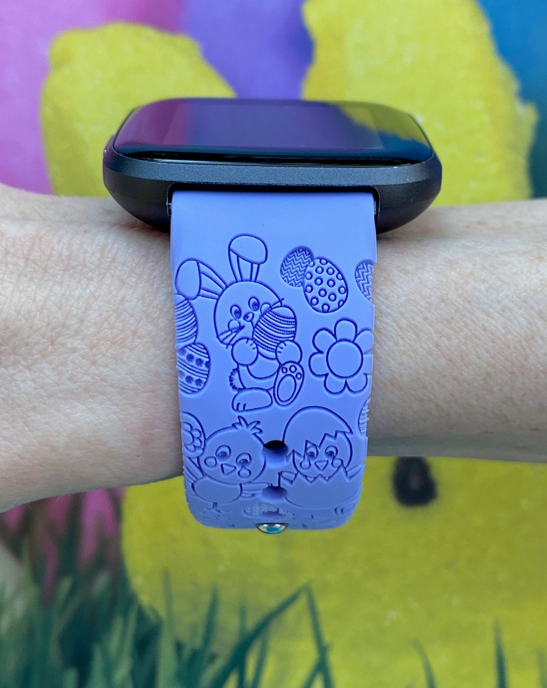 Easter Fitbit Versa 1/Versa 2/Versa Lite S/L Silicone Engraved Bunny Watchband Replacement Bild 2