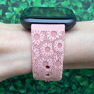 Sunflower Floral Fitbit Versa 1/Versa 2/Versa Lite S/L Silicone Engraved Cute Flower Watchband Replacement bild 2