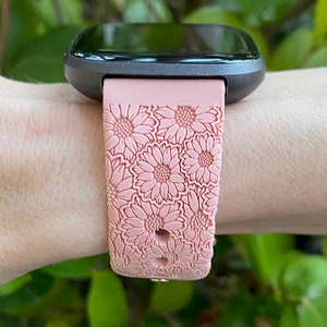 Sunflower Floral Fitbit Versa 1/Versa 2/Versa Lite S/L Silicone Engraved Cute Flower Watchband Replacement bild 3