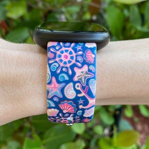 Anchor and Seashell Fitbit Versa 3,4/Fitbit Versa Sense S/L Silicone Cute Beach Summer Watchband Replacement bild 3