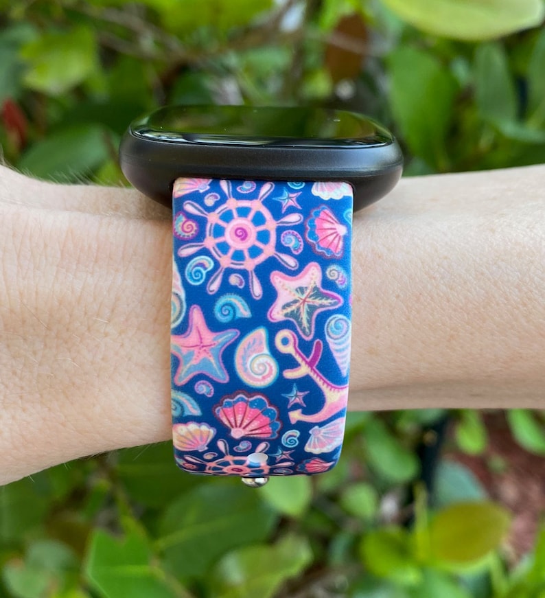 Anchor and Seashell Fitbit Versa 3,4/Fitbit Versa Sense S/L Silicone Cute Beach Summer Watchband Replacement bild 3