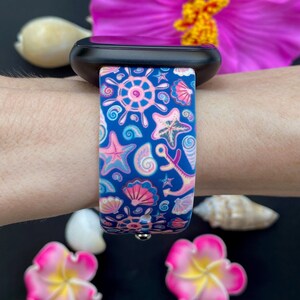 Anchor and Seashell Fitbit Versa 3,4/Fitbit Versa Sense S/L Silicone Cute Beach Summer Watchband Replacement bild 2