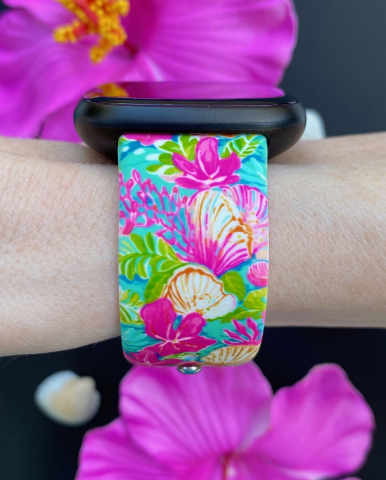 Seashell Fitbit Versa 1/Versa 2/Versa Lite S/L Silicone Engraved Cute Beach Ocean Summer Watchband Replacement bild 2