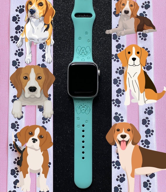 Beagle Dog Watch Band Silicone Engraved Band 38mm 40mm 41mm 42mm 44mm 45mm S M M L Series 1 2 3 4 5 6 7 8 9 Pet Animal Watchband Replacement Etsy