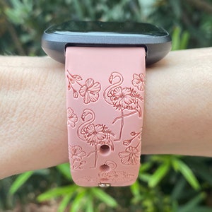 Tropical Flamingo Fitbit Versa 1/Versa 2/Versa Lite S/L Silicone Engraved Summer Beach Cute Flower Watchband Replacement bild 3