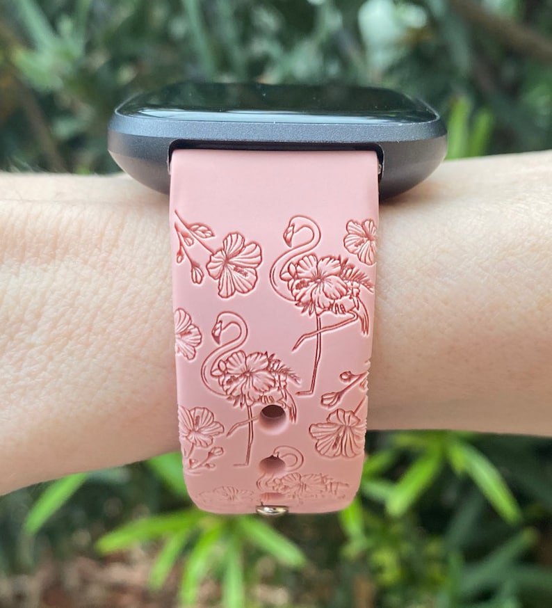 Tropical Flamingo Fitbit Versa 1/Versa 2/Versa Lite S/L Silicone Engraved Summer Beach Cute Flower Watchband Replacement bild 3