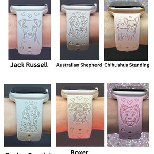 Dog Breed Fitbit Versa 3,4/Fitbit Versa Sense S/L Silicone Engraved Dog Lover Watchband Replacement afbeelding 6
