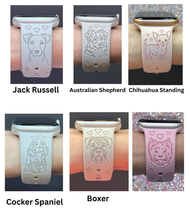 Dog Breed Fitbit Versa 3,4/Fitbit Versa Sense S/L Silicone Engraved Dog Lover Watchband Replacement afbeelding 6