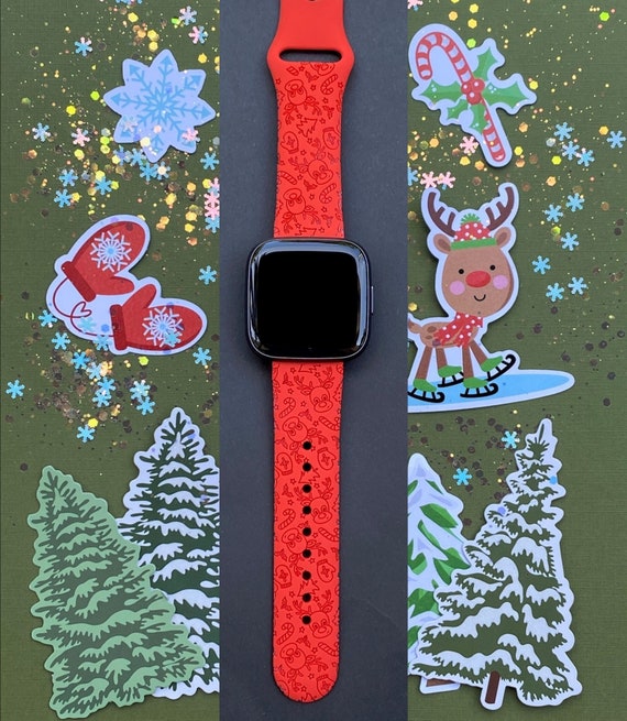 Reindeer Christmas Fitbit Versa versa 2 versa Lite S L Silicone Engraved Cute Holiday Watchband Replacement Etsy