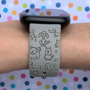 Dog Fitbit Versa 3,4/Fitbit Versa Sense S/L Silicone Engraved Cute Dog Lover Animal Watchband Replacement bild 2