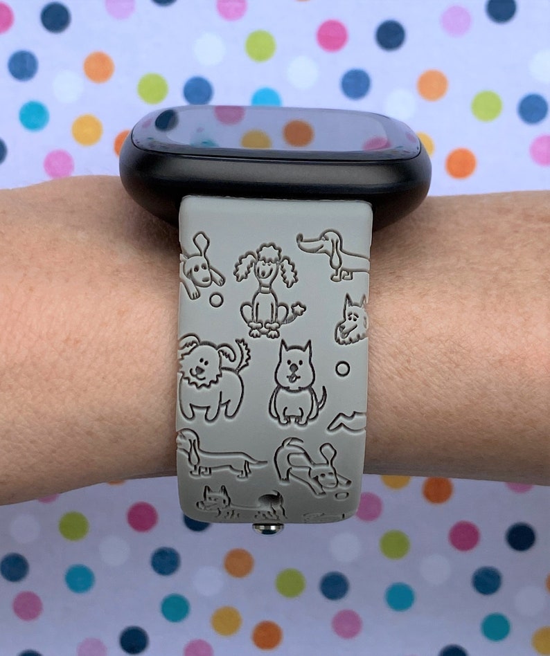 Dog Fitbit Versa 3,4/Fitbit Versa Sense S/L Silicone Engraved Cute Dog Lover Animal Watchband Replacement bild 2