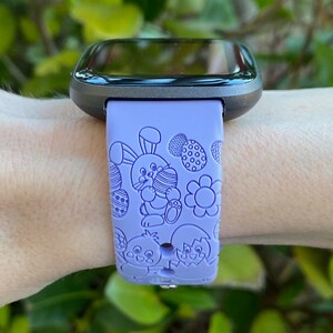 Easter Fitbit Versa 1/Versa 2/Versa Lite S/L Silicone Engraved Bunny Watchband Replacement Bild 3