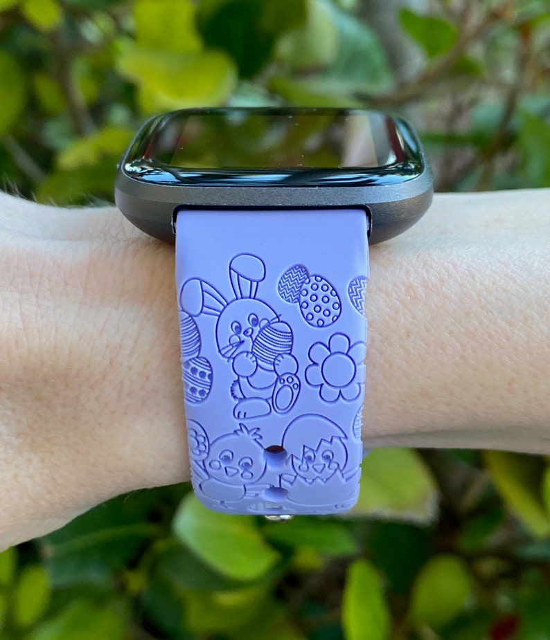 Easter Fitbit Versa 1/Versa 2/Versa Lite S/L Silicone Engraved Bunny Watchband Replacement Bild 3