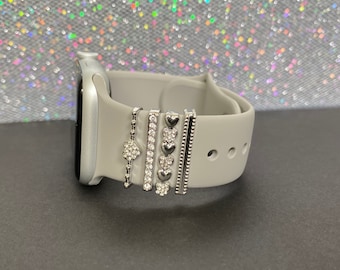 NEW Silver Rhinestone Apple Watch Band with Charms Silver Turtle Stackable Watch Band Charms for Apple Watch  main image 4