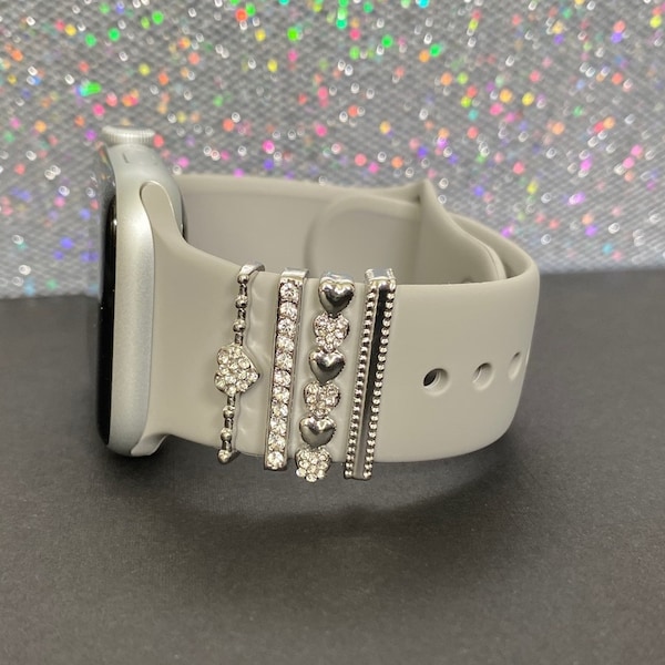 Silver Stackable Watch Band Charms for Apple Watch, Fitbit, Watch Sports Band Charms, Apple Watch Accessories, Apple Watch Jewelry