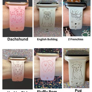 Dog Breed Fitbit Versa 3,4/Fitbit Versa Sense S/L Silicone Engraved Dog Lover Watchband Replacement afbeelding 3