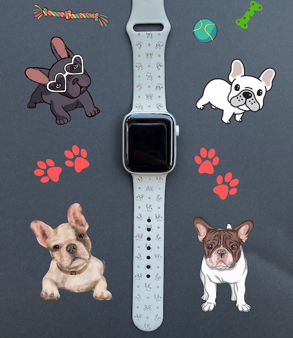 French Bulldog Dog Watch Band Silicone Engraved Band 38mm 40mm 41mm 42mm 44mm 45mm S M M L Series 1 2 3 4 5 6 7 8 9 Watchband Replacement Etsy