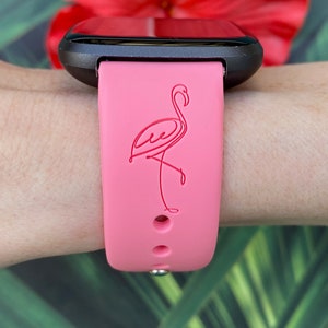 Flamingo Fitbit Versa 1/Versa 2/Versa Lite S/L Silicone Engraved Cute Summer Animal Watchband Replacement bild 2
