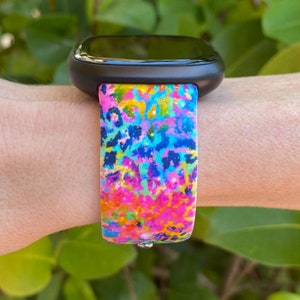 Neon Leopard Fitbit Versa 3,4/Fitbit Versa Sense S/L Silicone Cute Colorful Cheetah Watchband Replacement image 3