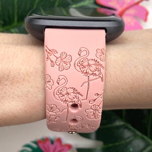 Tropical Flamingo Fitbit Versa 1/Versa 2/Versa Lite S/L Silicone Engraved Summer Beach Cute Flower Watchband Replacement bild 2