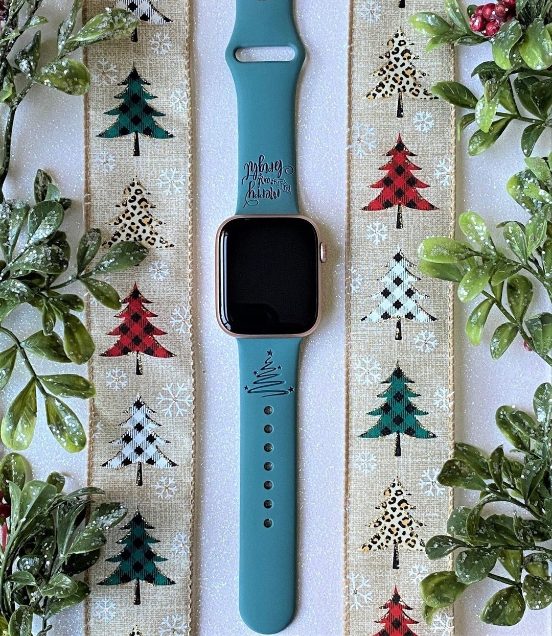 Merry and Bright Christmas Watch Band 38mm 40mm 41mm 42mm 44mm Etsy