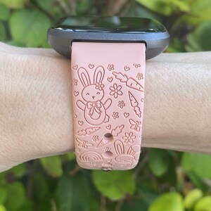 Happy Easter Fitbit Versa 1/Versa 2/Versa Lite S/L Silicone Engraved Bunny Watchband Replacement bild 3