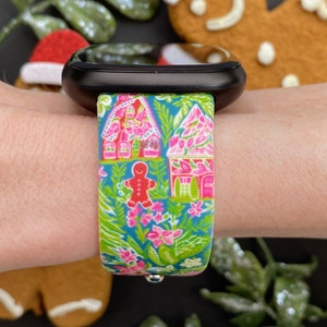 Gingerbread House Christmas Fitbit Versa 1/Versa 2/Versa Lite S/L Silicone Engraved Cute Holiday Winter Watchband Replacement afbeelding 2