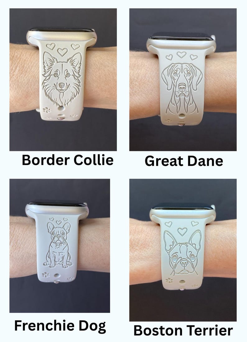 Dog Breed Fitbit Versa 3,4/Fitbit Versa Sense S/L Silicone Engraved Dog Lover Watchband Replacement afbeelding 7