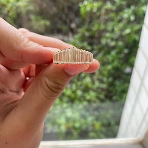 Graduating Baguette Diamond Nesting Wedding Band Baguette Diamond Tiara Ring Baguette Diamond Tiara Ring for Her Bridal Matching Ring