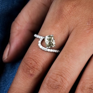 Elegant Radiant Moissanite Ring | Canary Yellow Moissanite Proposal Ring | Wedding Ring For Women | Solitaire Diamond Ring | White Gold Ring