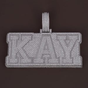 Colgante de hip hop. Colgante con nombre y letra personalizado de diamantes VVS Ice Out, colgante de plata de ley 925 para hombre, regalo para esposo, colgante con palabra de diamantes.