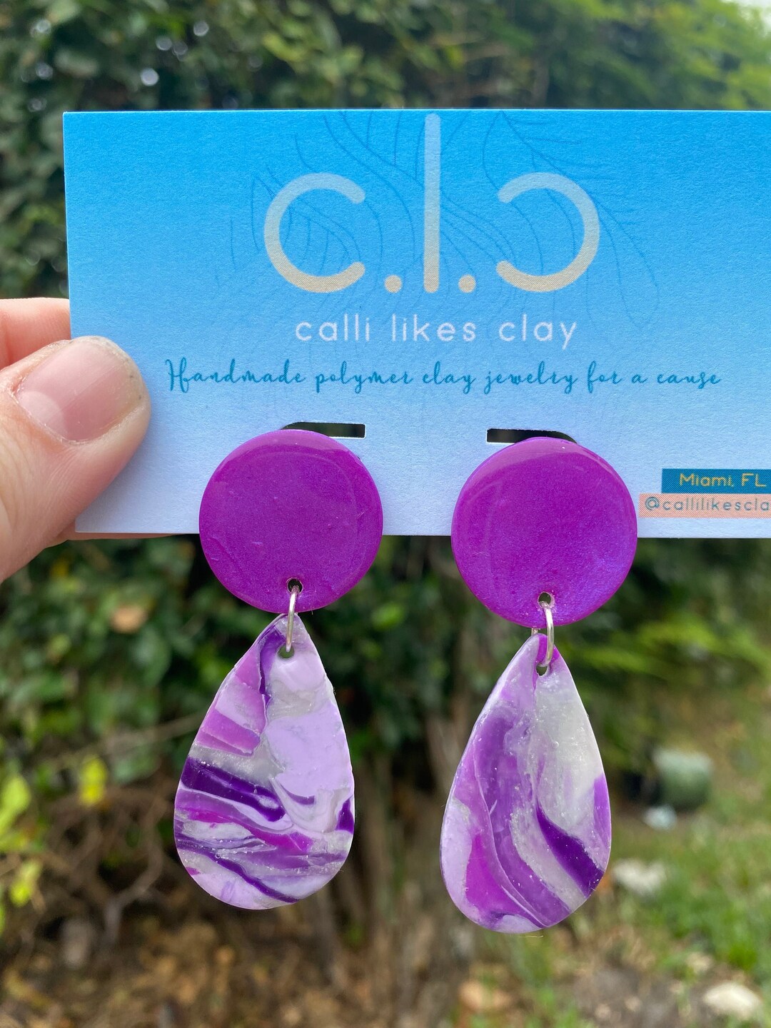 Ball Drop Earrings medium in purple People Eater Etsy