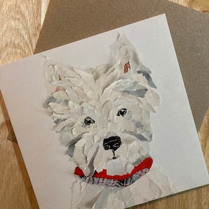 Wenskaart: Highland Laddie, westie-collageontwerp gedrukt op kaart