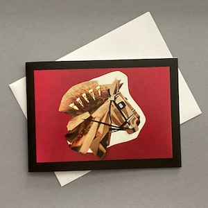Tarjeta de felicitación de pareja de caballos tarjeta en blanco tarjeta de arte collage