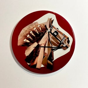Ceramic coaster - Golden pair paper collage design