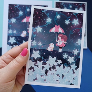 Impression chiot chiot abeille - art mural carte postale fleurs de l'espace A6 A5 A4