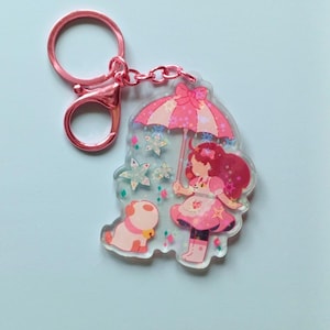 Bee Puppycat Keyring - Space Flowers Umbrella Holographic Star Finish