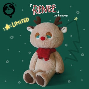 Renee the Reindeer | Doozie Drowsy, cute plushie, plush toy, unique design, stuffed animals, sleeping buddy, gift