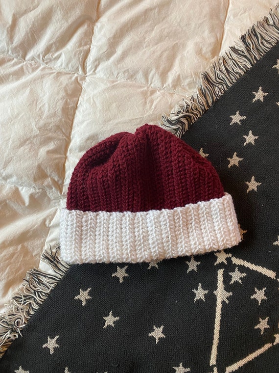 Red and White Beanie Hat | Etsy