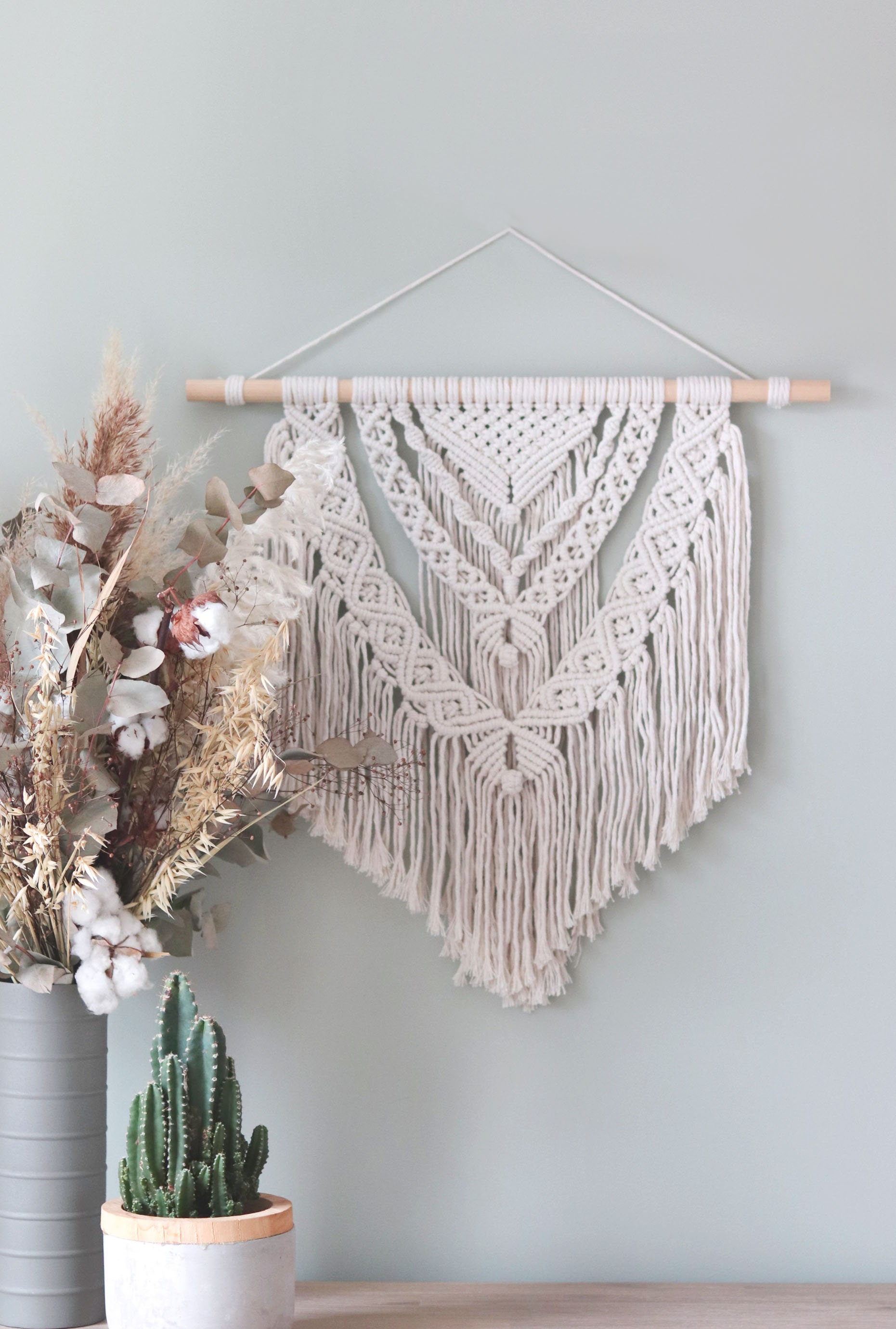 Grand Macramé Mural, Macramé Wall Hanging, Décoration Murale Bohème Naturelle