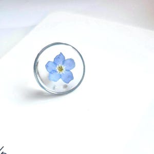 Forget Me Not Pin: Real Dried Flower Brooch, Stainless Steel Lapel Pin. Something blue. Wedding gift.