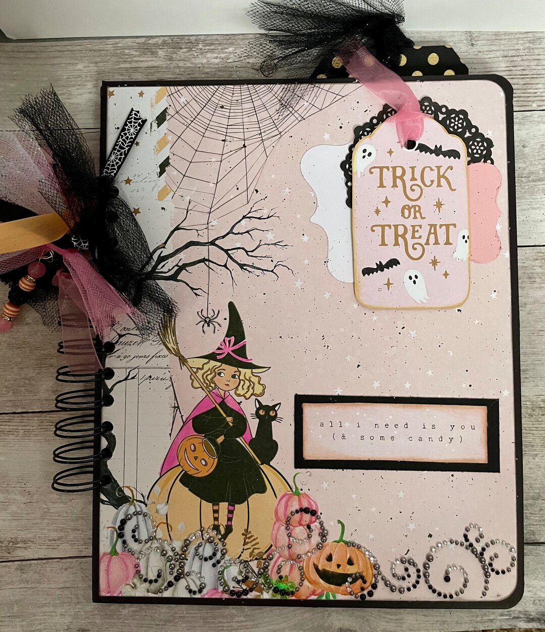 Girly Halloween Scrapbook Album With Large Pocket Etsy