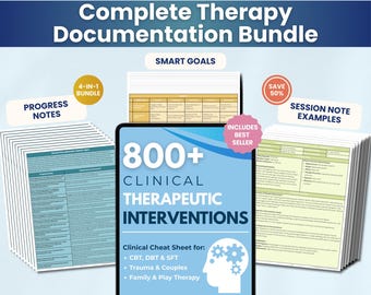 Complete Therapy Documentation Bundle: Clinical Interventions, Progress Notes and SMART Goals | Social Work Toolkit