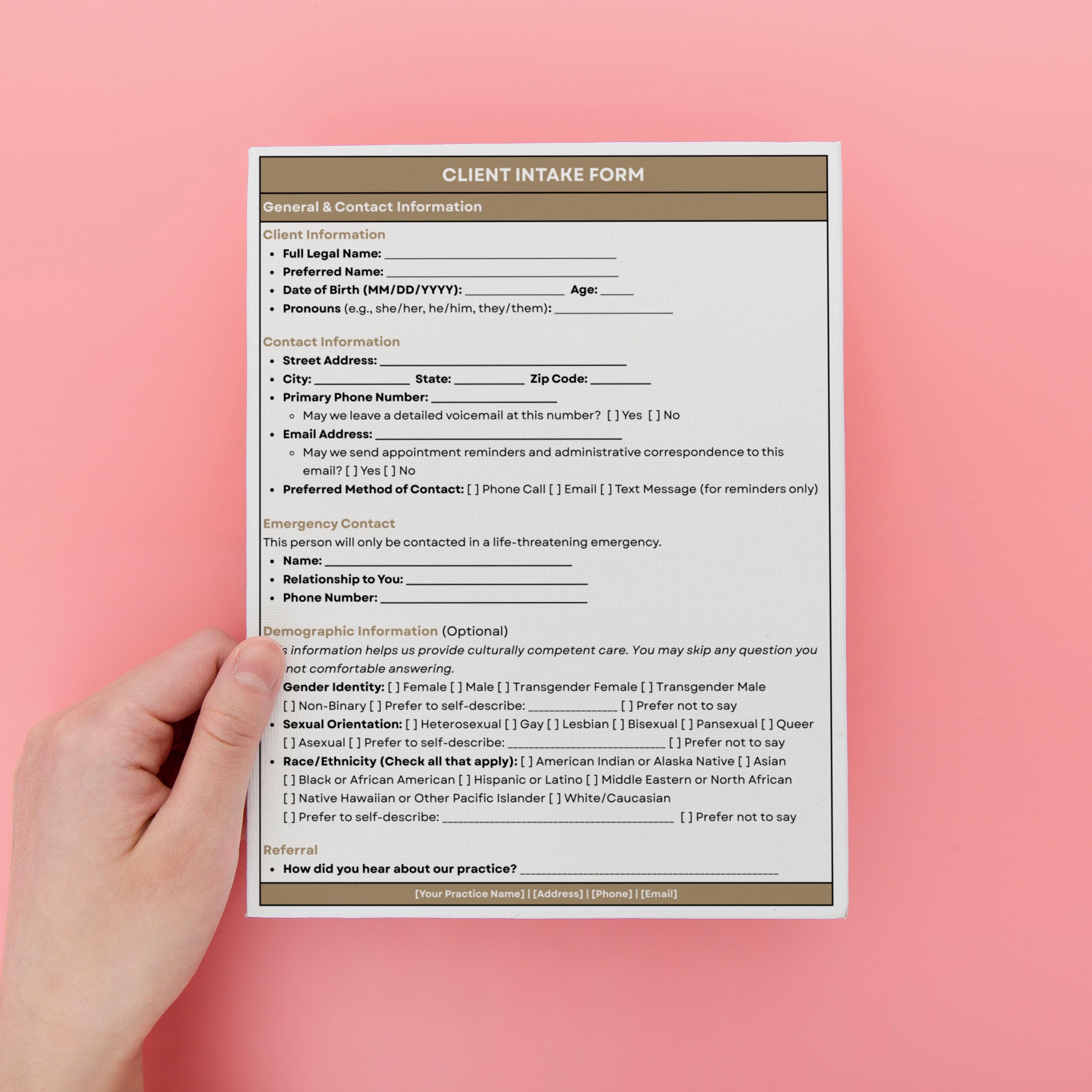 Counseling Intake Forms and Informed Consent: Private Practice ...