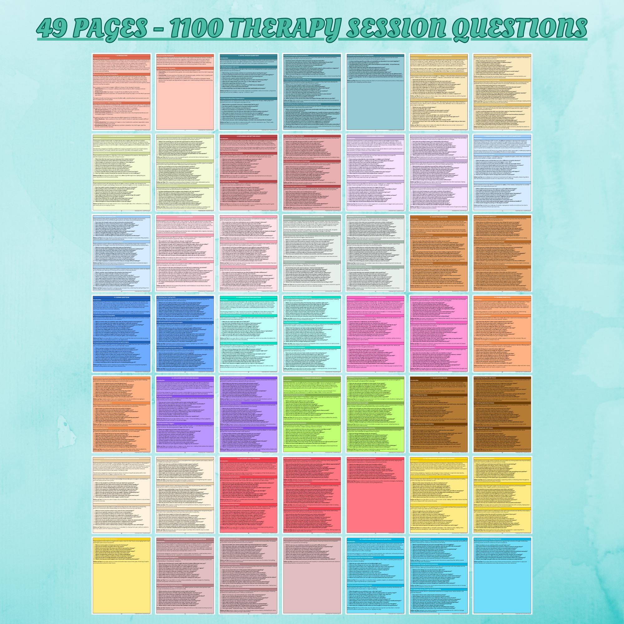 Therapy Session Questions Guidebook | CBT and Somatic Interventions ...