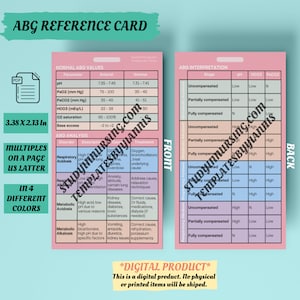 ABG Reference Card | Arterial Blood Gas Guide | ABG Interpretation | Medical Pocket Guide | Nursing Student Resource | Badge Buddy For Nurse