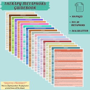 THERAPY METAPHORS Guidebook Psychotherapy Session Notes Mental Health Therapy Cheat Sheet ACT Counselor Metaphors Therapy Interventions