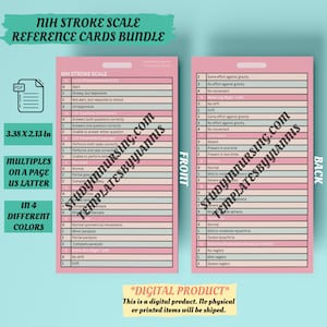 Paquete de tarjetas de insignia de referencia de escala de accidentes cerebrovasculares de los NIH / Herramienta de evaluación de accidentes cerebrovasculares / Recursos para estudiantes de enfermería / Guía de bolsillo médica / Evaluación neurológica