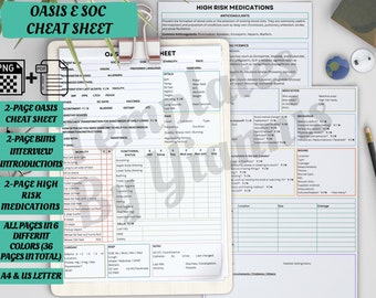 OASIS E Cheat Sheet Bundle | Start Of Care Assessment | Oasis Home Health Nurse | Nursing Report Sheet | Patient Assessment | SOC | BIMS