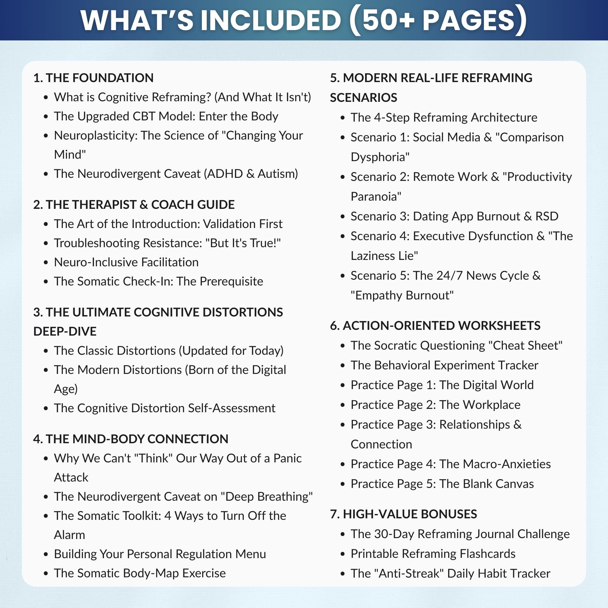 Reframing Worksheet.pdf Cognitive Reframing Workbook With Somatic CBT Worksheets for ...